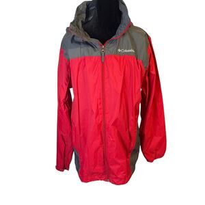 Columbia Men’s Medium Red Gray Windbreaker Jacket Lightweight Nylon Zip